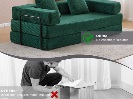 Floor Couch, Convertible Floor Sofa Bed With Pillow Back Support Armrest