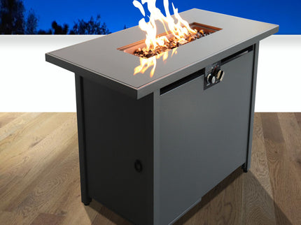 Outdoor Fire Pit Table With Lid & High-Quality Materials - Black