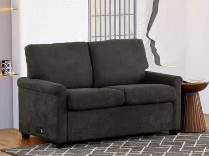 Convertible Twin Sleeper Sofa With USB Ports, 2 Seater Upholstered Loveseat - Dark Gray