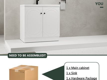 Contemporary Freestanding Bathroom Vanity With Resin Sink & Soft-Close Cabinet Doors