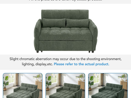 Loveseat Sofa Pull-Out Bed With Adjustable Backrest, 3 USB Ports And 2 Lumbar Pillows For Living Room