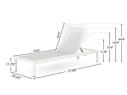 Outdoor Patio Chaise Lounge With 5 Reclining Positions