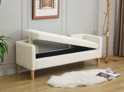 Upholstered Corduroy Flip Top Storage Bench For Living Room