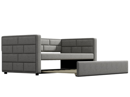 Upholstered Twin Size Daybed With Trundle, Padded Back And Sides - Gray