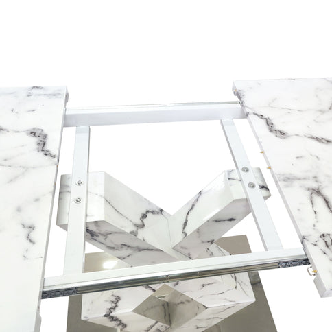 Modern Rectangle Dining Table With Stretchable TopAnd X Shape Legs