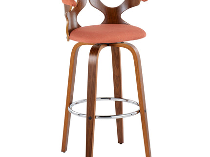 Gardenia - Mid Century Modern Fixed Height Barstool With Swivel With Round Footrest (Set of 2)