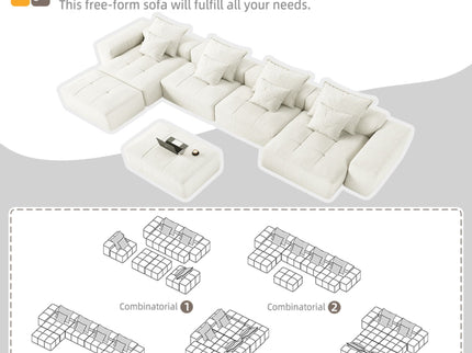 Modern Oversized Diy Combination Modular Sectional Sofa With Pillows