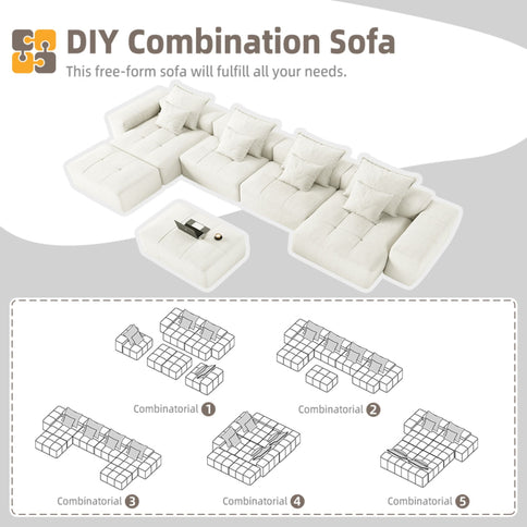 Modern Oversized Diy Combination Modular Sectional Sofa With Pillows