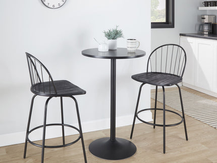 Riley - Claire Farmhouse Fixed Height Counter Stool With Swivel With Round Footrest (Set of 2)