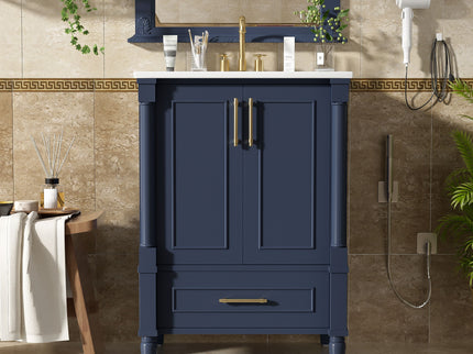 Bathroom Vanity With Ornate French Cylinder Legs, Soft Close Drawer