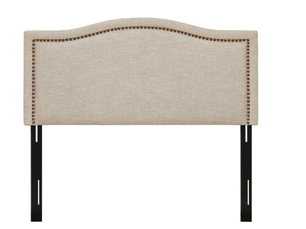 Elegant Panel Headboard With Copper Nailheads And Adjustable Metal Legs