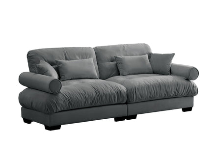 Modern Oversize Sofa With Cloud Like Comfort, Featuring Waist And Throw Pillows