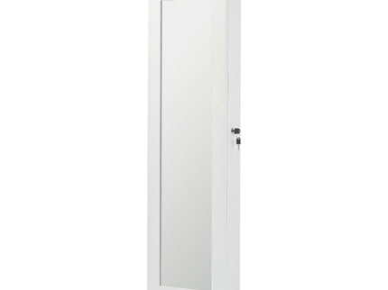 Jewelry Armoire Organizer With Full Length Mirror, Wall Mounted Lockable Cabinet With LED Light