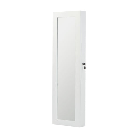 Jewelry Armoire Organizer With Full Length Mirror, Wall Mounted Lockable Cabinet With LED Light