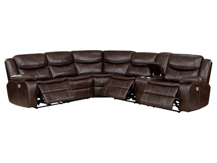 Mclean - Power Reclining Sectional Sofa With Storage Console - Dark Brown