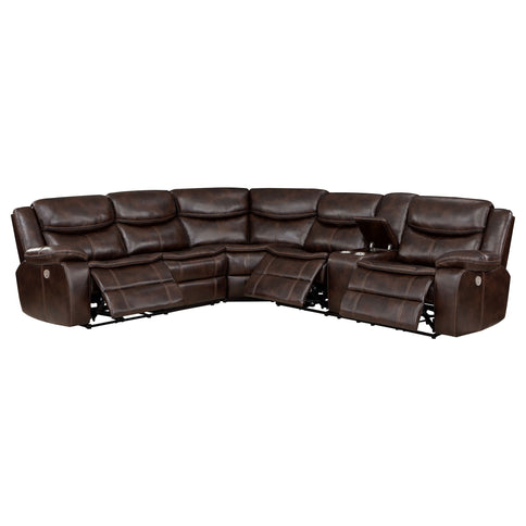 Mclean - Power Reclining Sectional Sofa With Storage Console - Dark Brown