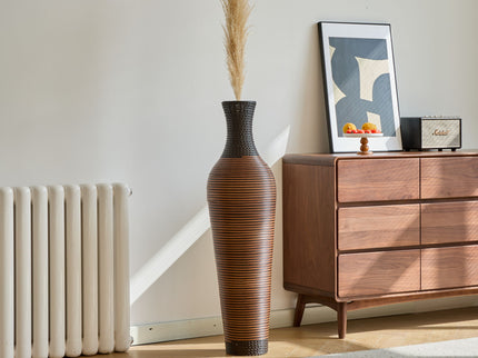 Tall Standing Designer Floor Vases With Elegant 2 Tone Finishes Ideal For Decorating Living Rooms, Bedrooms, Entryways Perfect For Decorating Your Home - Black / Gray