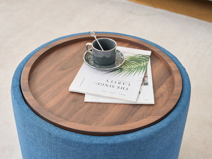 Nesting Ottomans, Round Coffee Table & Bench With Tray (Set of 2)