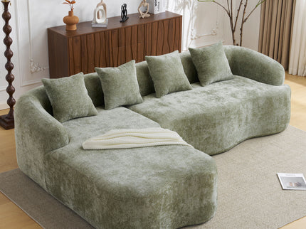 Modular L-Shape Sectional Sofa With Curved Chaise
