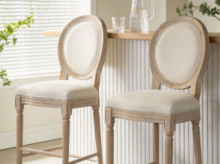 French Country Bar Chairs & Round Back (Set of 2)