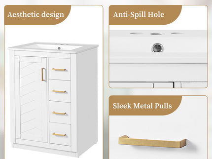 Modern Bathroom Vanity With 1 Door And 3 Drawers