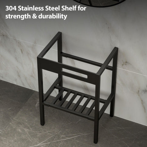 Console Sink With Legs, 24" X 18", Durable Porcela With Frame - White / Black