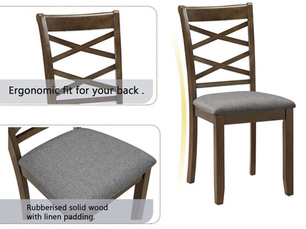 5 Piece Dining Table Set & 4 Chairs - Walnut
