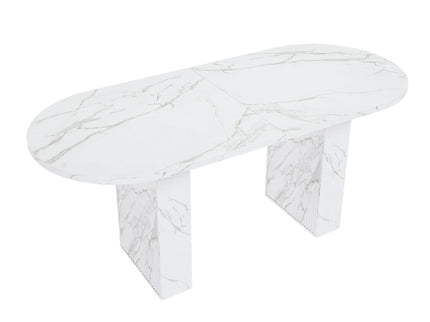 Oval Dining Table With Wood Strip Base