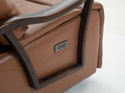 Swivel Rocker Recliner Power Glider Chair With Solid Wood Armrests, Extra Wide Reclining Sofa Chair Upholstered Living Room Single Sofa