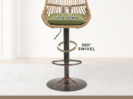 Modern Swivel Bar Stools Adjustable Counter Chairs With Footrest (Set of 2)