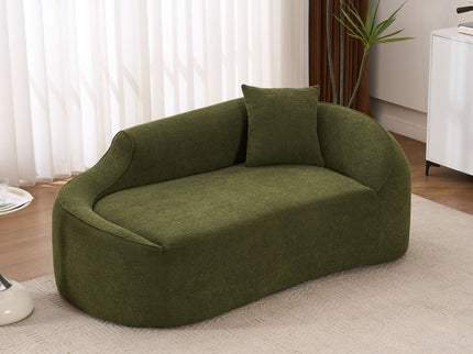 Compression Curved Chaise Longue Chair Indoor Loveseat Sofa Bed With Deep Seat And Pillow - Green