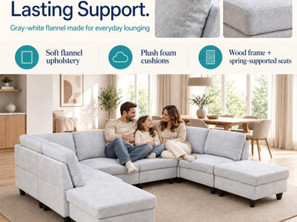 8 Piece Modular U - Shape Sectional Sofa