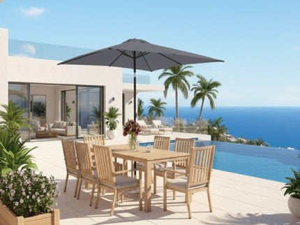 Rectangular Patio Umbrella With Crank Tilt, Polyester UV-Resistant Canopy