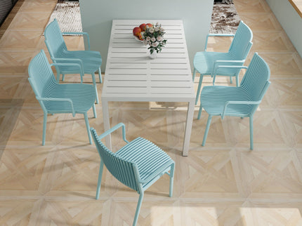 4 Piece Stackable Single Chairs With Vertical Stripe Design For All Weather