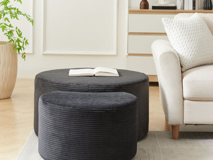 Modern Upholstered Round Coffee Table For Living Room (Set of 2)