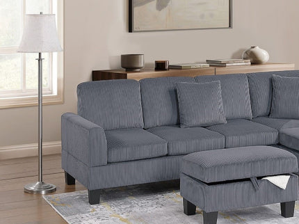 Sectional Sofa With Storage Ottoman And Pillows