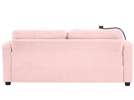Sleeper Sofa Loveseat Sofa With Full Size Mattress, 2 USB Ports, 2 Cup Holders, 2 Side Pockets And Phone Holder