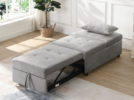 Folding Ottoman Sofa Bed - Gray Fabric