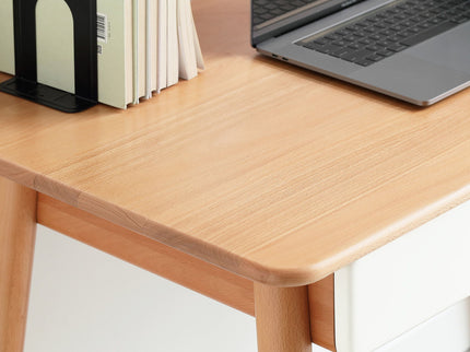 Computer Desk Large Size Office Desk With 2 Drawers, Modern Simple Style PC Table With Gap Design For Home Office - White / Gray