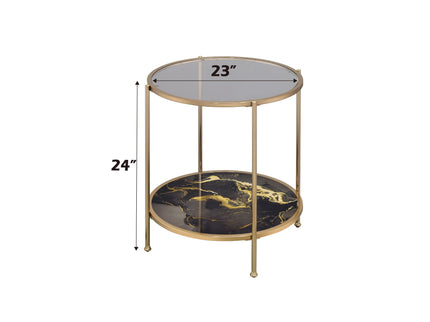 Fiorella - Marble Print Glass Table