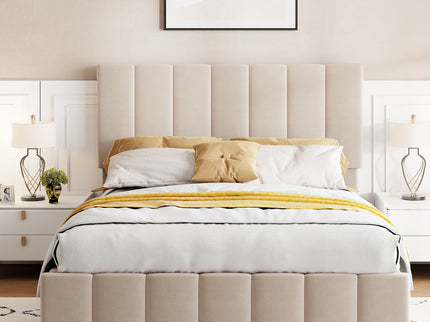 Elegant Upholstered Platform Bed With Hydraulic Storage System