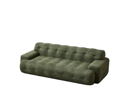 Cloud Series Minimalist Button Tufted Square Arm 3 Seater Sofa
