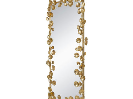 Full Length Mirror With en Leaf Accents, Floor Miiror For Living Room Bedroom - Gold