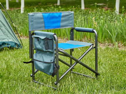 Padded Folding Outdoor Chair With Storage Pockets, Lightweight Oversized Directors Chair For Indoor, Outdoor Camping, Picnics And Fishing