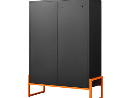 Modern Metal Shoe Cabinet With DoublebSided Doors And Adjustable Partitions