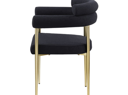 Dining Chairs (Set of 2), Mid-Century Modern Dining Chairs, Kitchen Dining Room Chairs, Round Boucle Backrest Sherpa Dining Chair With Brushed Metal Legs