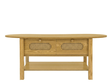 Oval Coffee Table With With 2 Storage Drawers For Living Rooms - Wood