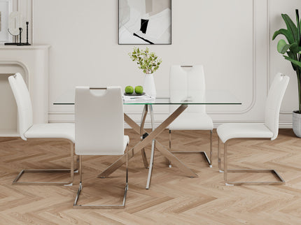 Modern Dining Chairs With Padded Seat And Metal Legs