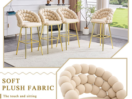 Bubble, Ball Chain Tufted Bar Chairs For Kitchen Island & Home Bar (Set of 2)