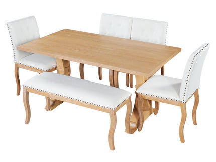 Dining Set With Bench, 6 Piece